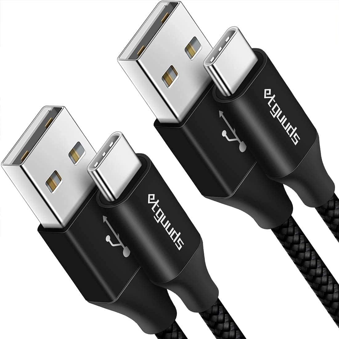 etguuds [2-Pack, 6.6ft] USB C Cable 3A Fast Charging, USB A to Type C Charger Cord Braided Compatible with Samsung Note 20/10/9, S22 S21 S20 S10 S10E S9 A10e A20 A32 A50 A52 A53 A71, Moto G8 G9 G Plus