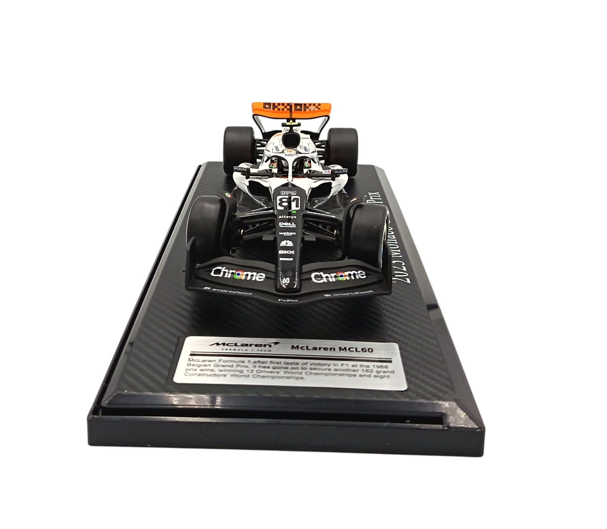 Coche de Fórmula 1 a Escala 1:24 con Casco de piloto, Compatible con McLaren MCL60 Piastri #81 2023 Gran Premio de Mónaco 10.º - CCA 81-68203