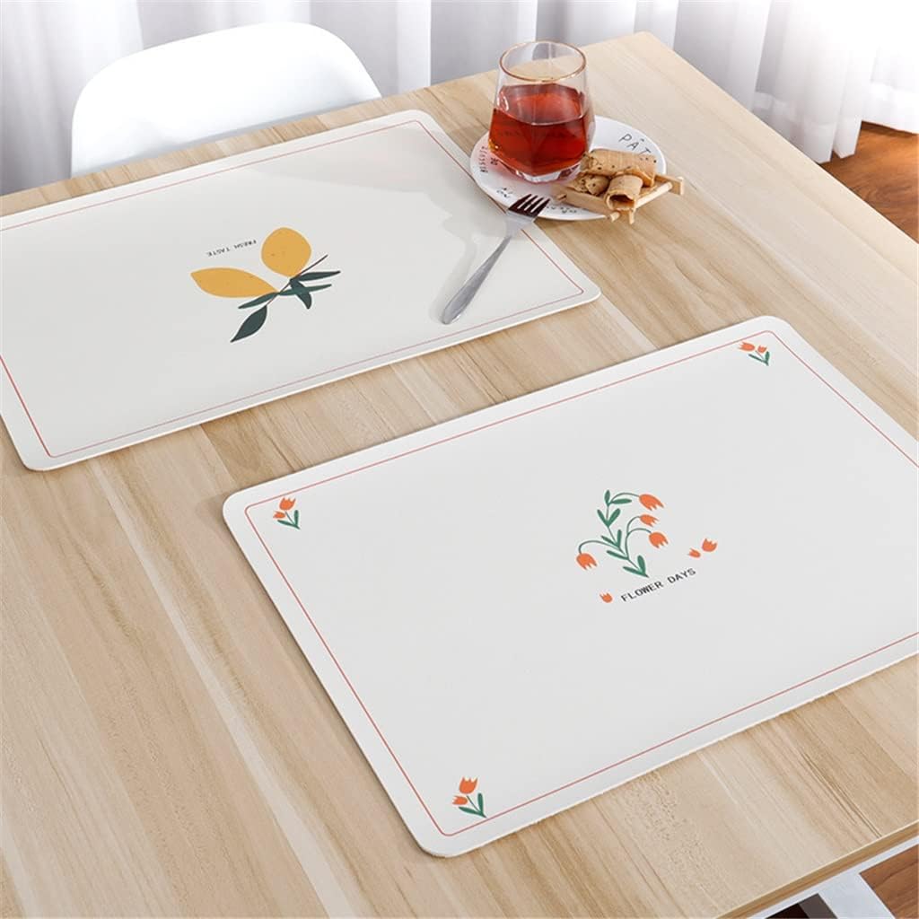 6 Pcs Rectangular Table Mat Placemat Pad Kitchen for Dining Anti-scalding Insulation Placemat in Kitchen Accessories (Color : A) (Black)
