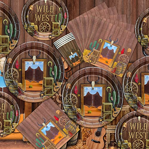 Hegbolke Cowboy Party Decorations, Western Cowboy Theme Party Decorations Including Plates, Napkins, Banners - Image 4
