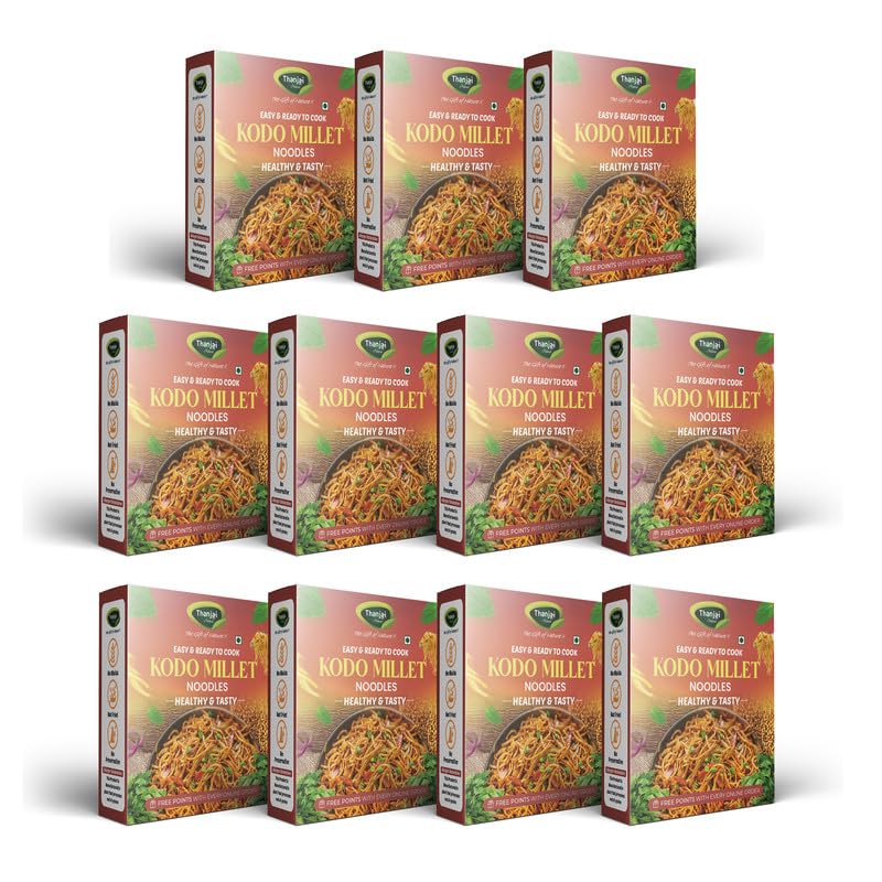 Image of Thanjai Natural Kodo Millet Noodles 180 Grams X 11 (1980 Grams) of Homemade Natural Noodles (No Preservatives, No Chemicals, No Artificial Extract)