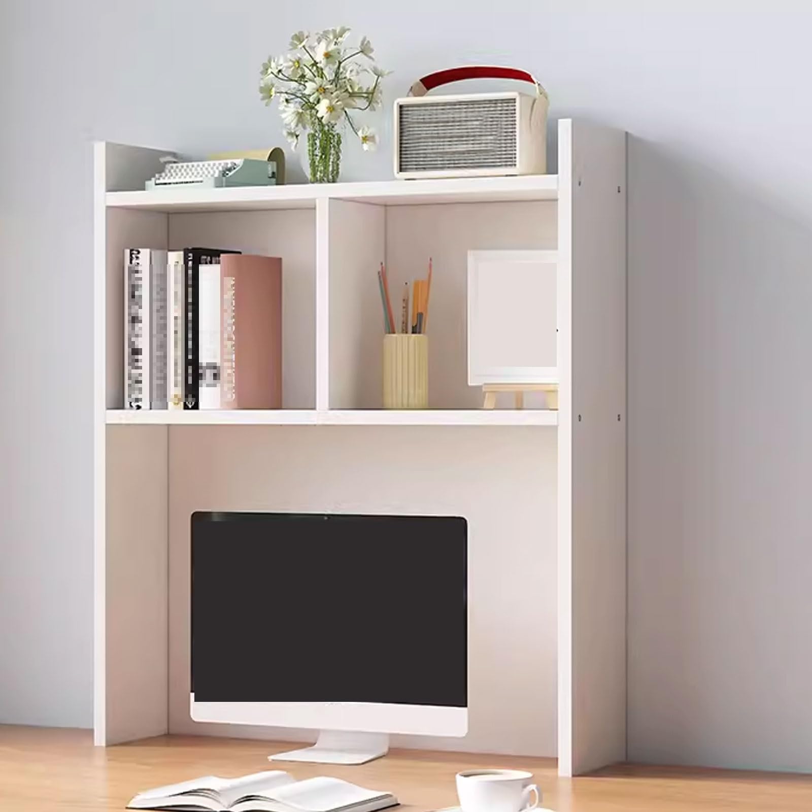 ASerZenith Wooden Desk Nizer With Shelves For Desktop Storage And Organization (Warm White 90 * 70Cm)