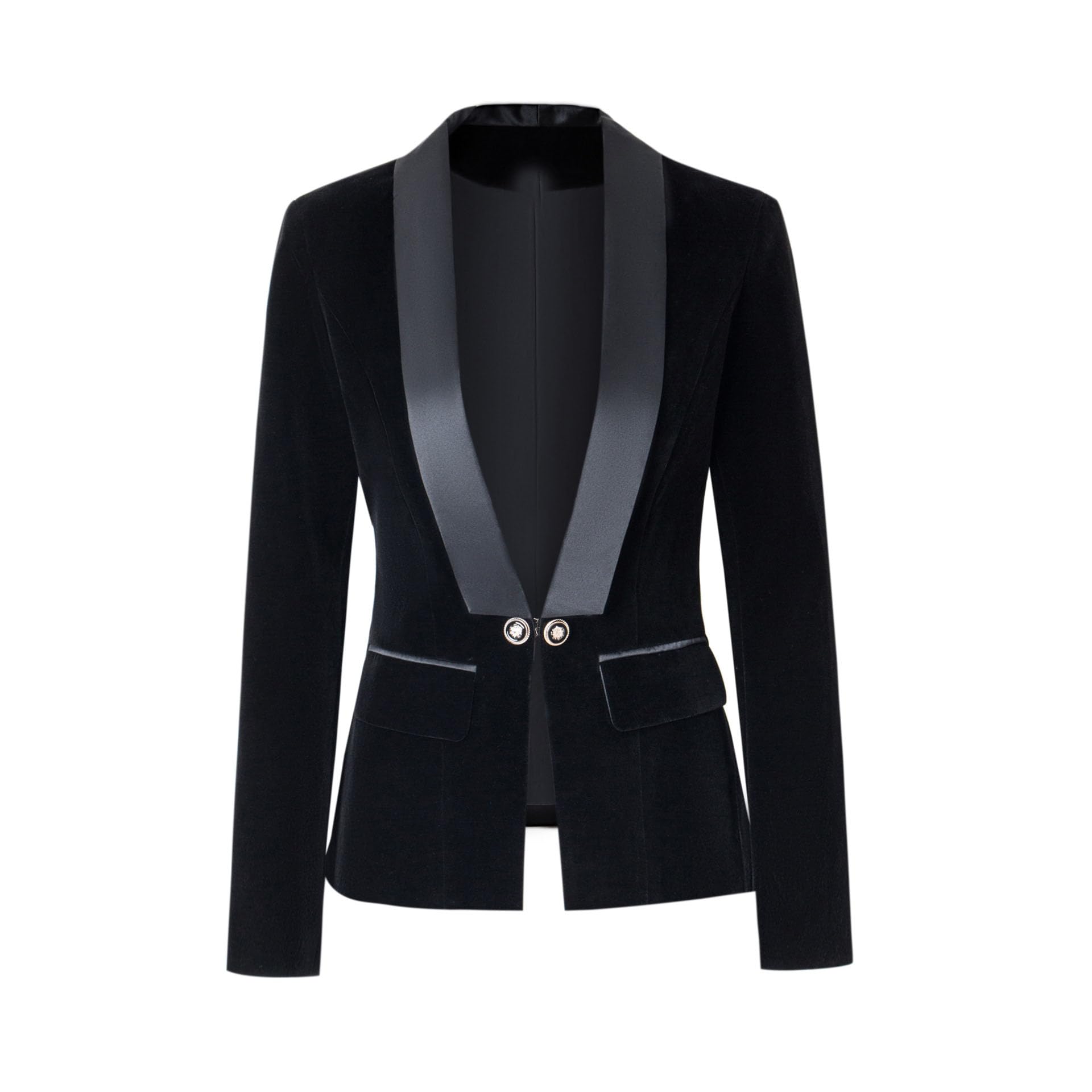 Womens Velvet Suit Blazer Shawl Lapel Tuxedos Jacket for Prom Business Casual