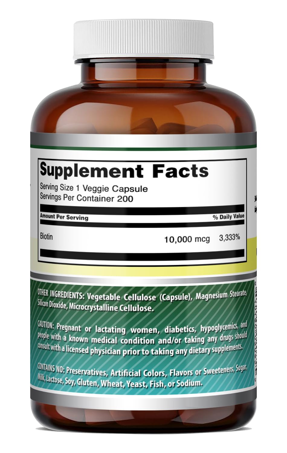 Amazing Formulas Biotin (Vitamin B7) 10 Mg Supplement | 200 Veggie Capsules | Gluten-Free | Made in USA | Suitable for Vegetarians — Amazon image 4