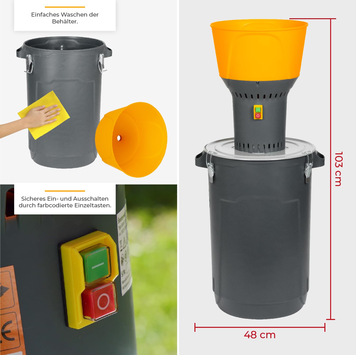 STREND PRO Getreidemühle Elektrisch 1300W 60L | mit 5 Siebe | Professionelle Elektrische Getreidemühle für alle Getreidesorten - Weizen, Gerste, Mais, Hafer | Kornmühle zur Fütterung von Vieh/Tieren
