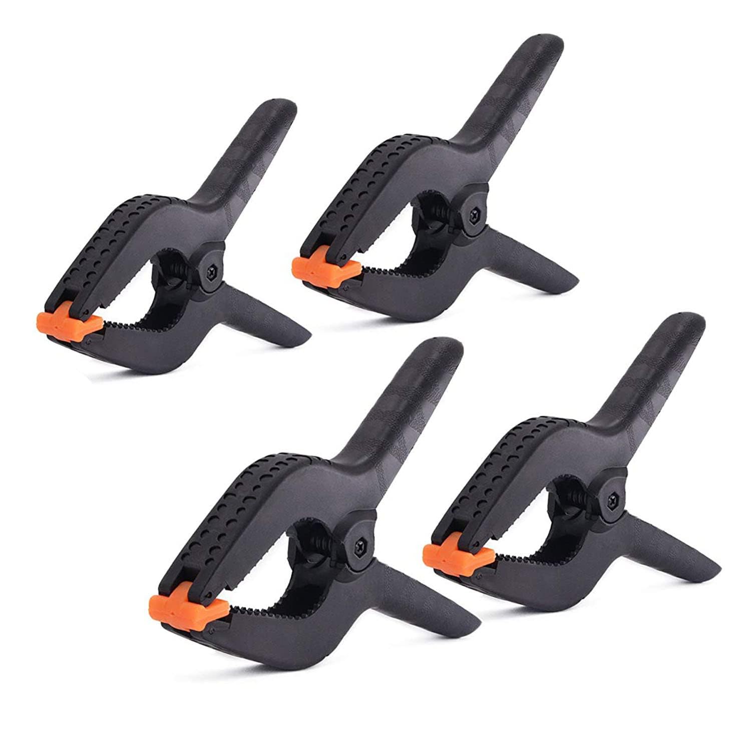 4 Pcs 3" 7.6cm Plastic Spring Clamps Extra Strength and Grip Clips Textured Handles Ideal for DIY Projects, Tarpaulin, Garden, Market Stall, Background Muslin, Canvas Paper, Photo Studios, Arts Crafts