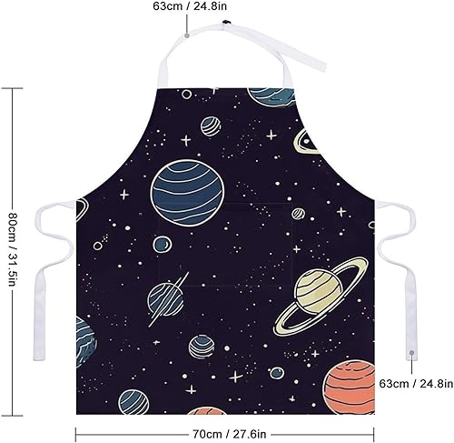 Miniatura 2 de Space Planet Pattern Aprons Waterproof Cooking Kitchen Apron Unisex Adjustable Bib Apron with Pocket Restaurant Chef Works Aprons for Waitress Waiter