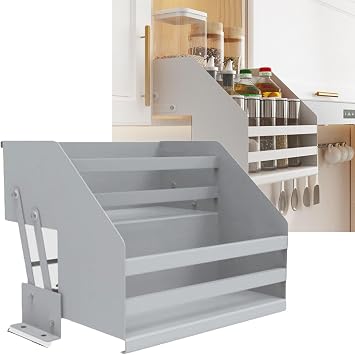 2-Tier Pull-Down Cabinet Organizer - Heavy Duty Kitchen Shelf System for Upper Cabinets and Appliance Lift
