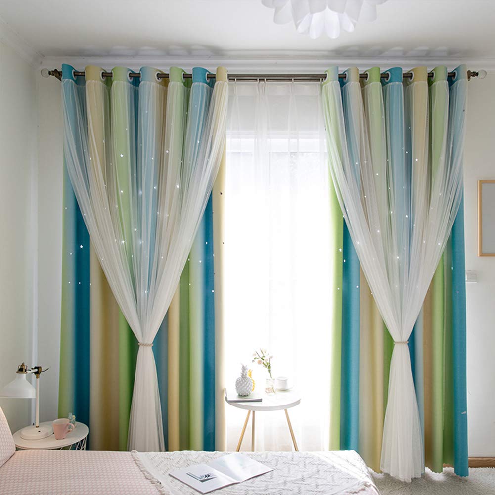 Rideau occultant broderie à isolation thermique pour réguler la température de la chambre