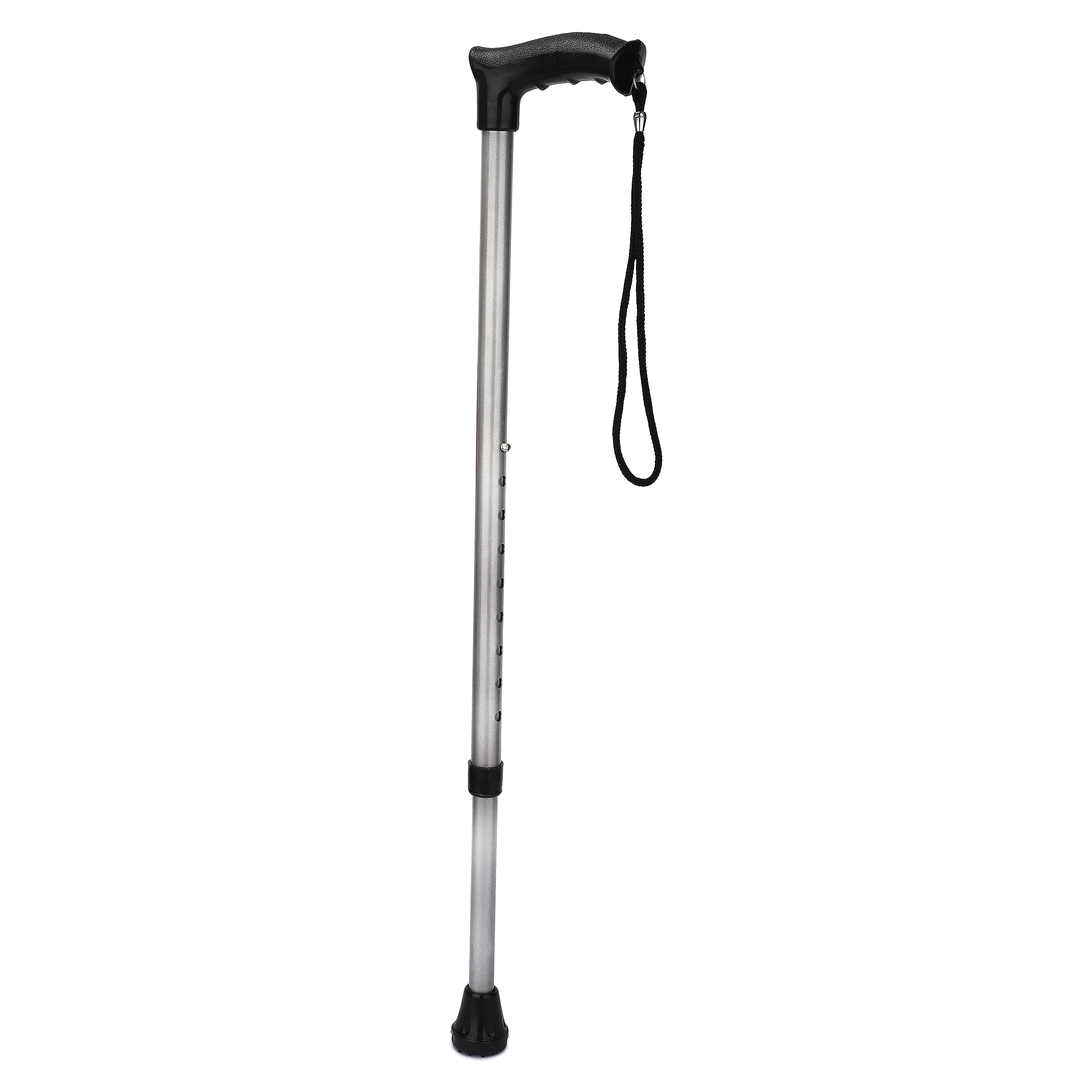 DR. DOC Strong and Relaible Walking Stick with All Metal Body | Height Adjustable | Mild-Steel | for Men | Women | Old Age People | Patient (Gun-Metal Silver)