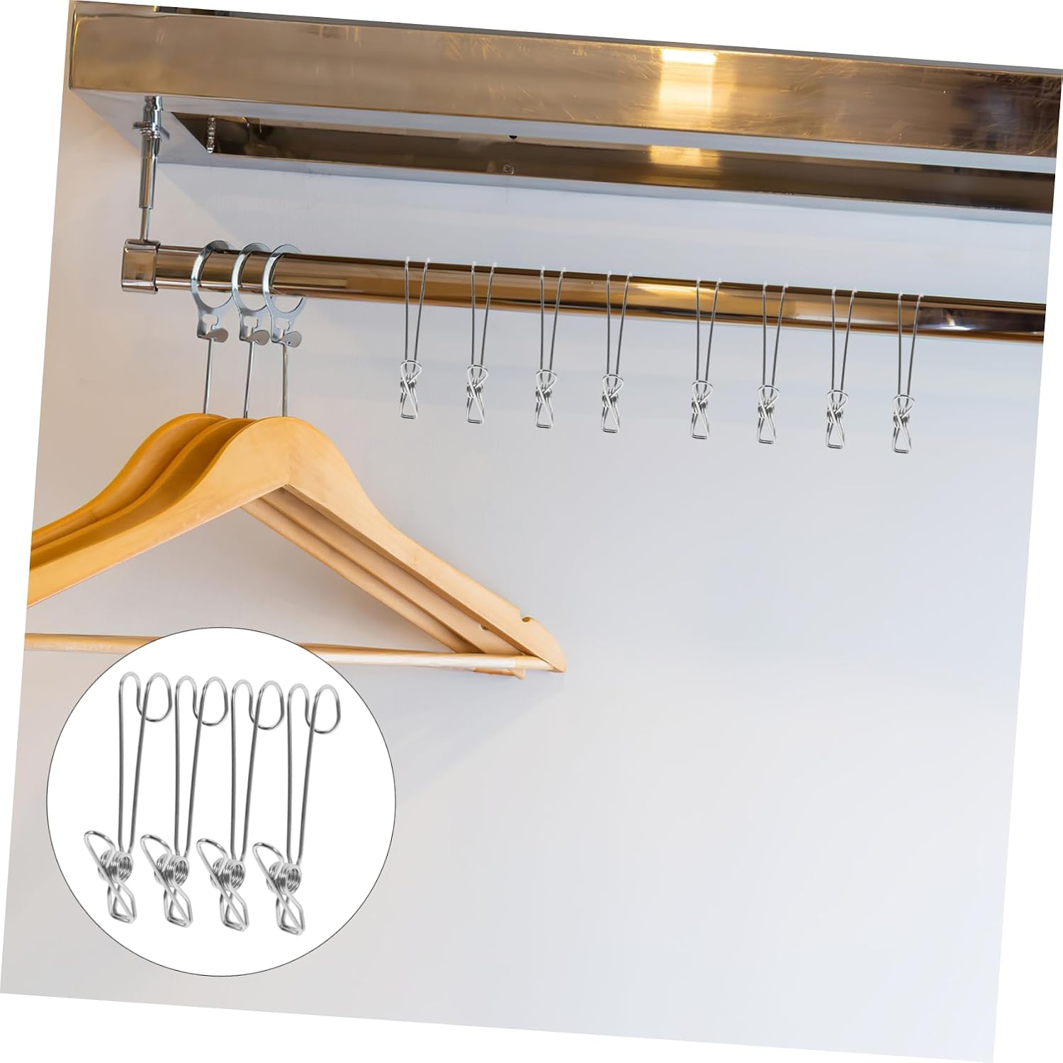 Healifty 10Pcs Heavy Duty Stainless Steel Clothespins with Hooks for Hanging Clothes Windproof Spring Clips for Outdoor Laundry Versatile Drying Pegs for Home and Travel