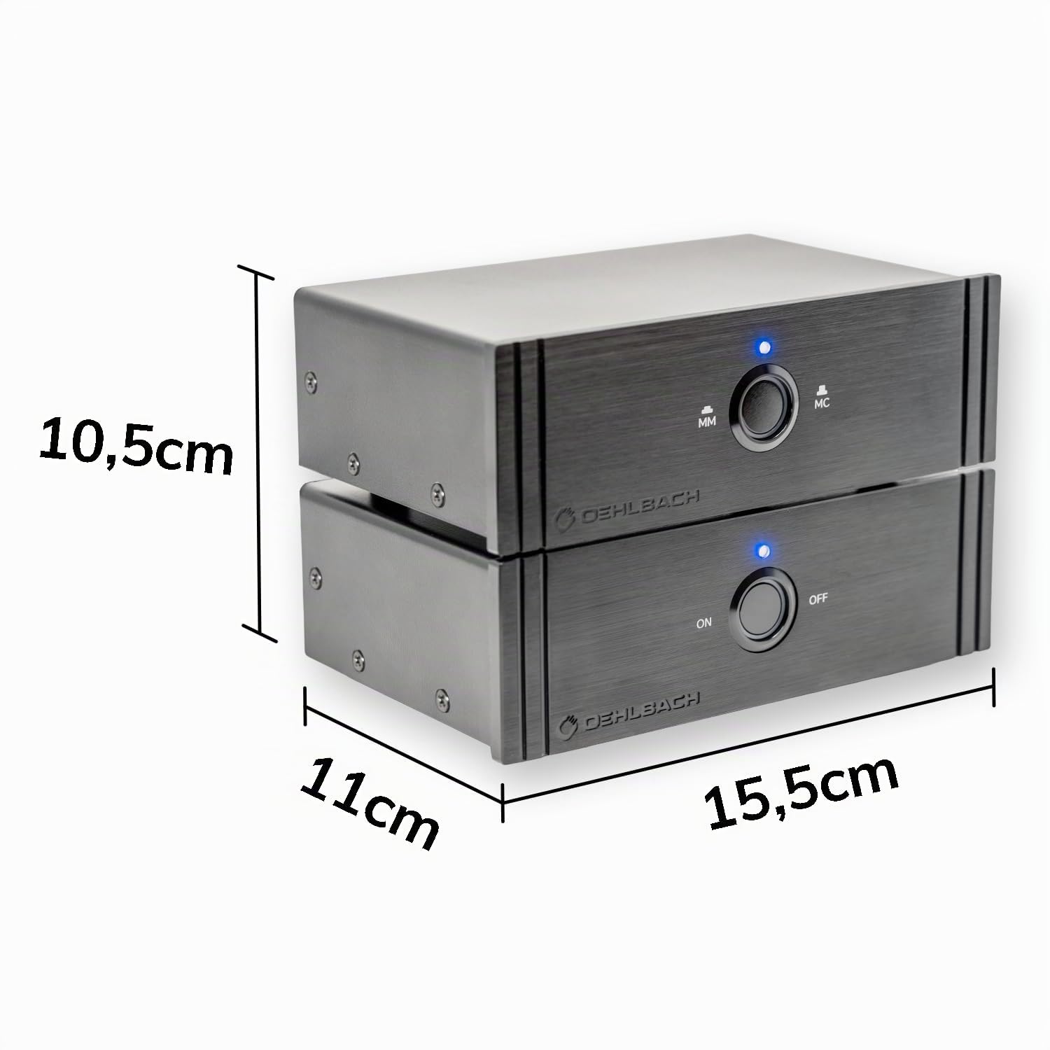OEHLBACH Phono preamplificatore per MM & MC – Twin Amp Ultra | Basso rumore e senza distorsioni | Connettori RCA placcati in oro 24 kt | Ritardo di accensione, design HiFi compatto
