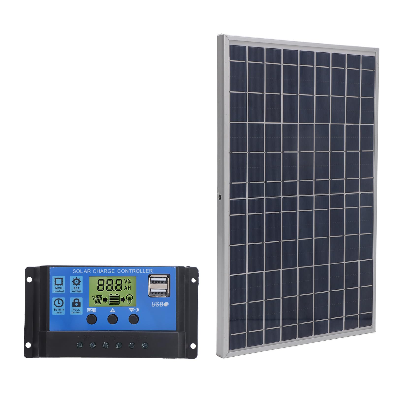 Rengue Kit Pannello Solare 10W 12V con Regolatore di Carica Solare 30A per la Ricarica della Batteria Applicazioni Fuori Rete per e Barche Marine da Campeggio All'aperto