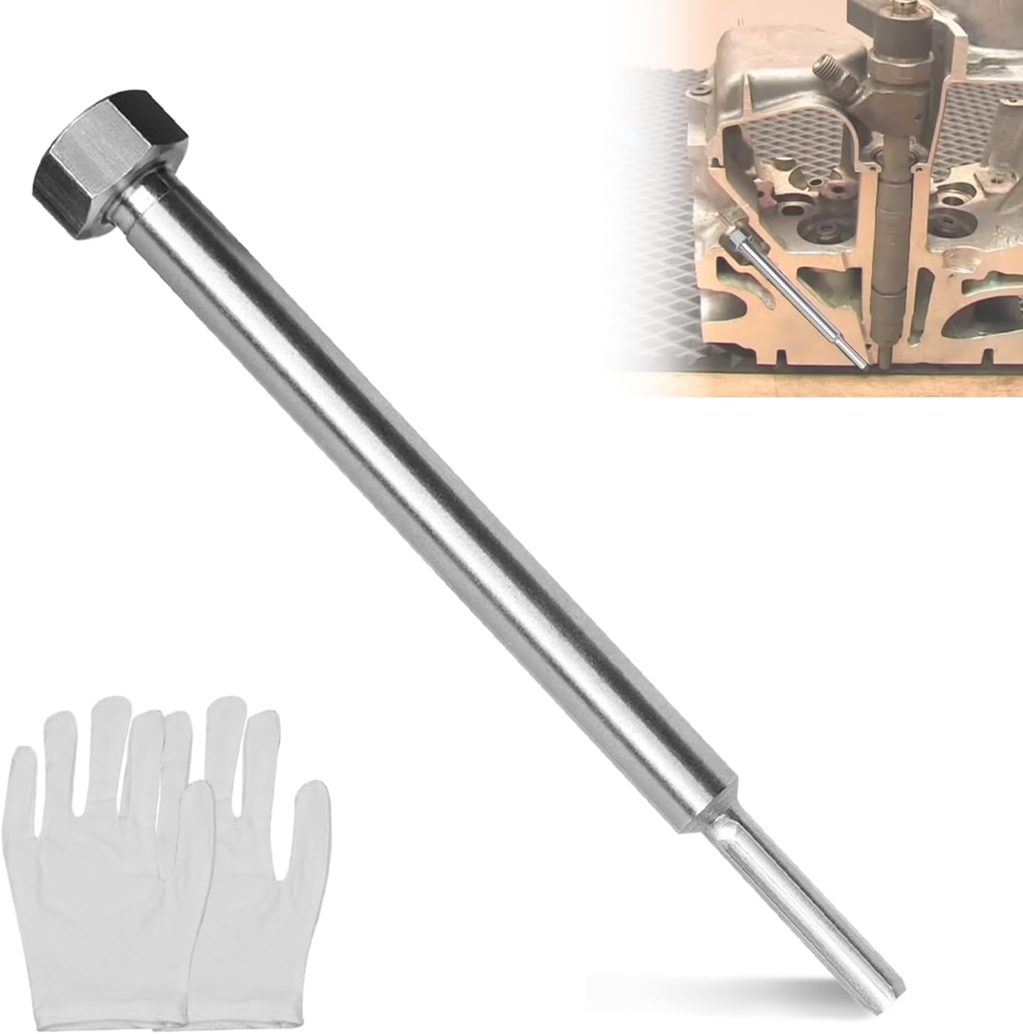 Glow Plug Bore Reamer Tool EN-52074 GM-52074 Compatible with 6.6L 3.0L 2.8L Duramax Engines, Glow Plug Bore Reamer, High-Sharpness Cutting Edge for Rapid Removal of Carbon deposits