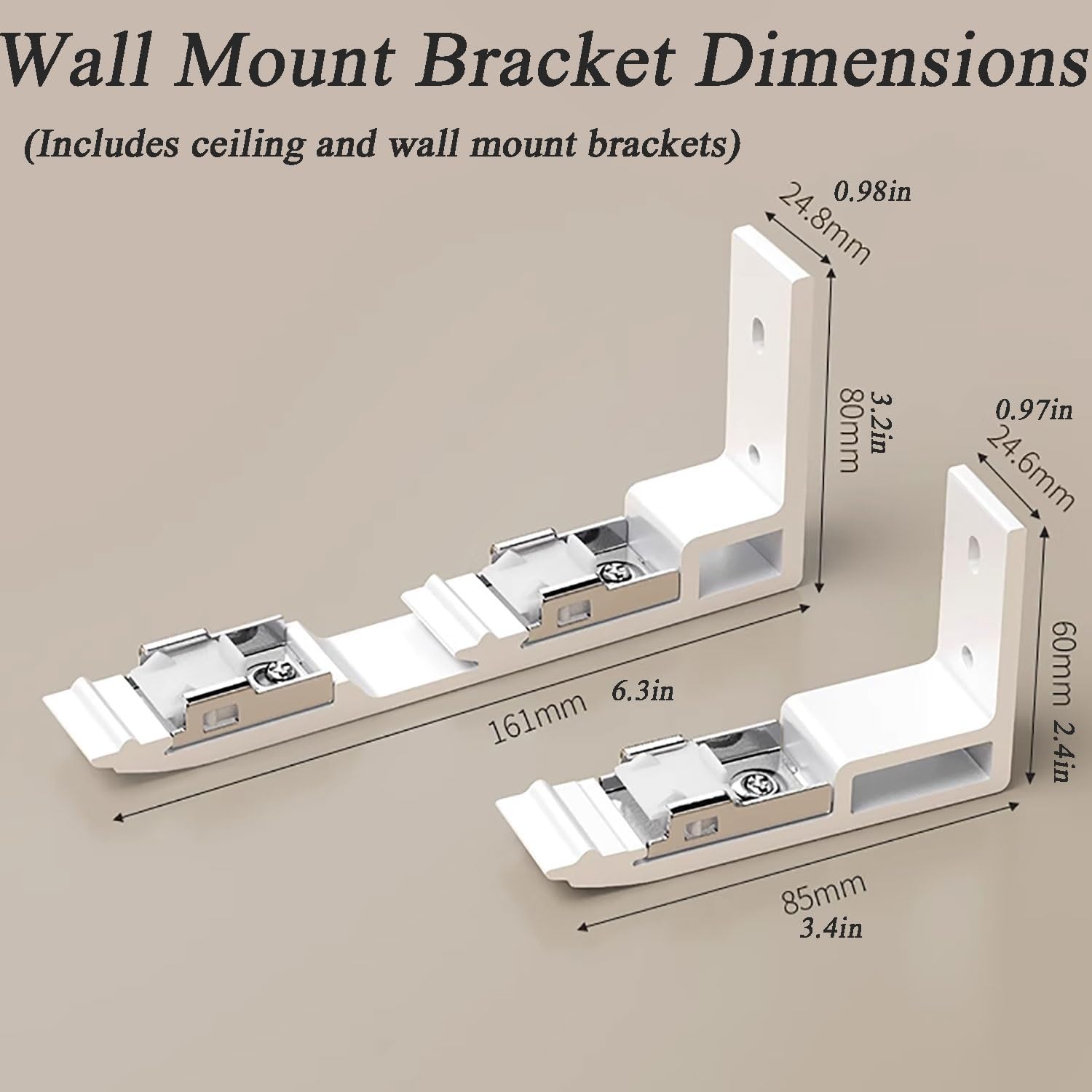 Heavy-Duty Double Curtain Tracks - 1.9m (6.2ft) Aluminum Ceiling & Wall Mount Room Divider for Living Room, Bedroom, Hospital - Durable White Design