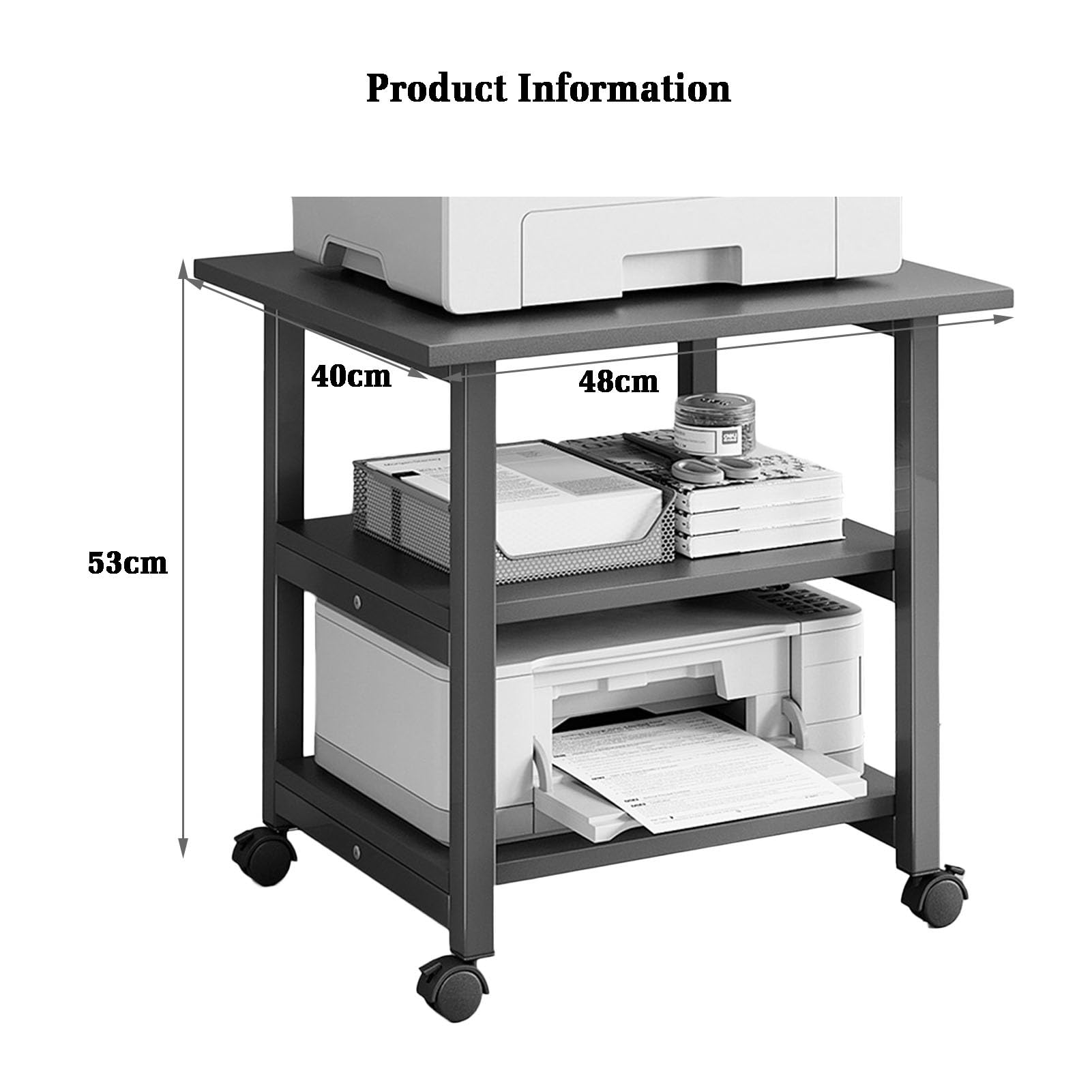 3-stufiger Druckerständer, AV-Medienschrankständer, Medienaufbewahrungsschrank, Mehrzweck-Home-Office-Organizer, Geeignet for Die Integration Zu Hause Und Im Büro (Color : Beige)