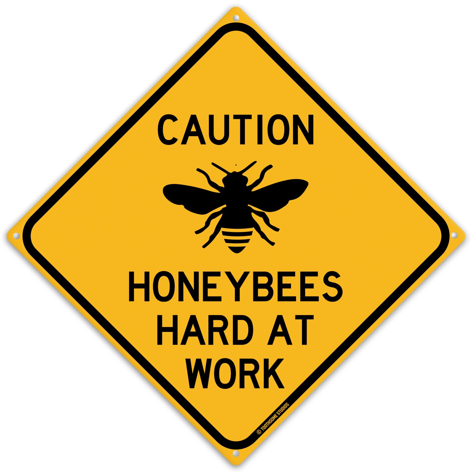 Caution Honeybees Hard At Work 12" x 12" Tin Road Sign Indoor Outdoor Beekeeping Apiary Theme Shed Garden Home Decor