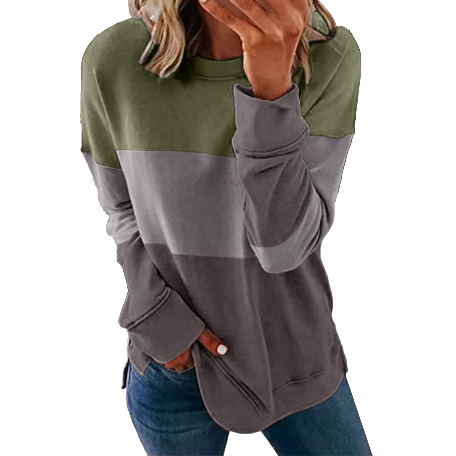 GenericTops for Women Casual Sweatshirt Crewneck Loose Long Sleeves Pullover Tops Shirts Basic Oversized Hoodies
