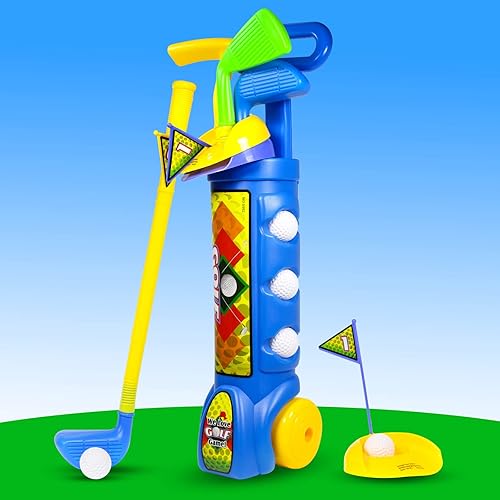 Miniatura 10 de KidPlay Products Juego de simulación de club de golf al aire libre para niños pequeños - rojo