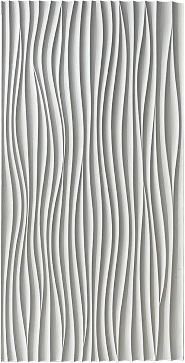 Wave Board Textured 3D Wall Panels, 1200 X 600 Modern Pu Wallpaper Tiles Background Cladding for Bedroom Headboard Bathroom(White,15 Pack)