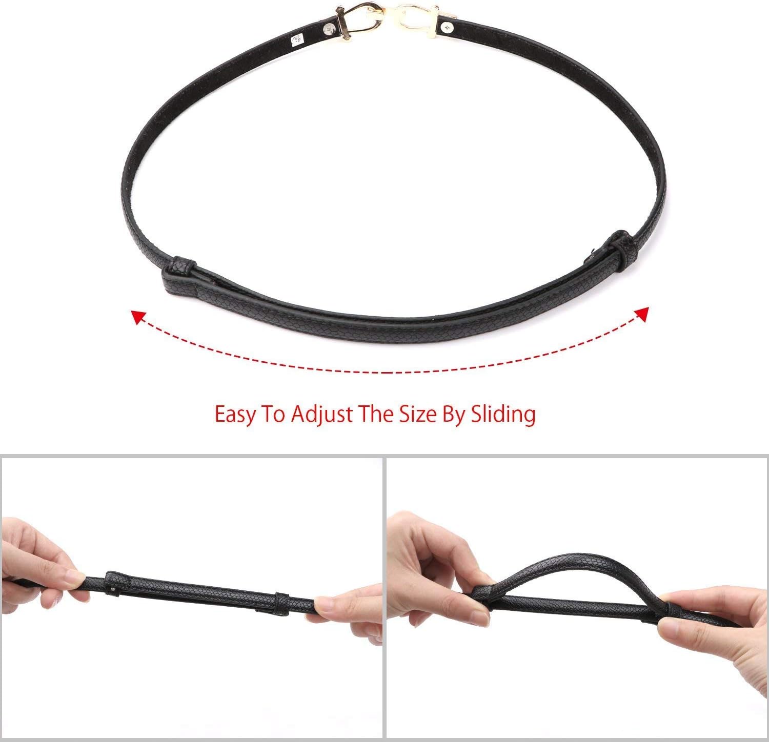 JASGOOD Leather Skinny Belts for Women Plus Size Ladies Thin Waist Belts Adjustable for Jeans Pants Dresses with Gold Buckle