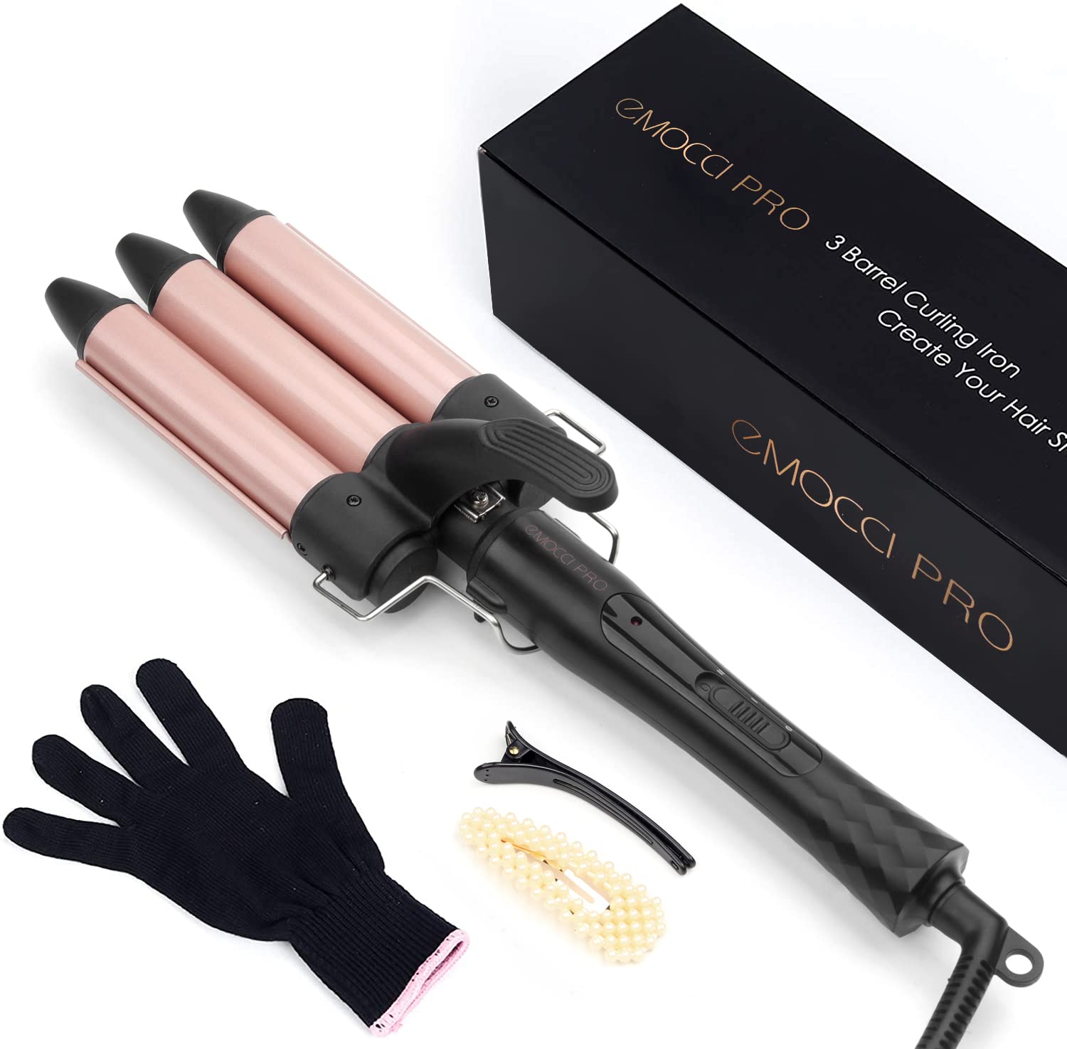 3 Têtes Boucleur a Cheveux 25mm Boucleur 3 Tete Fer a Boucler Convient aux Cheveux longs et Courts