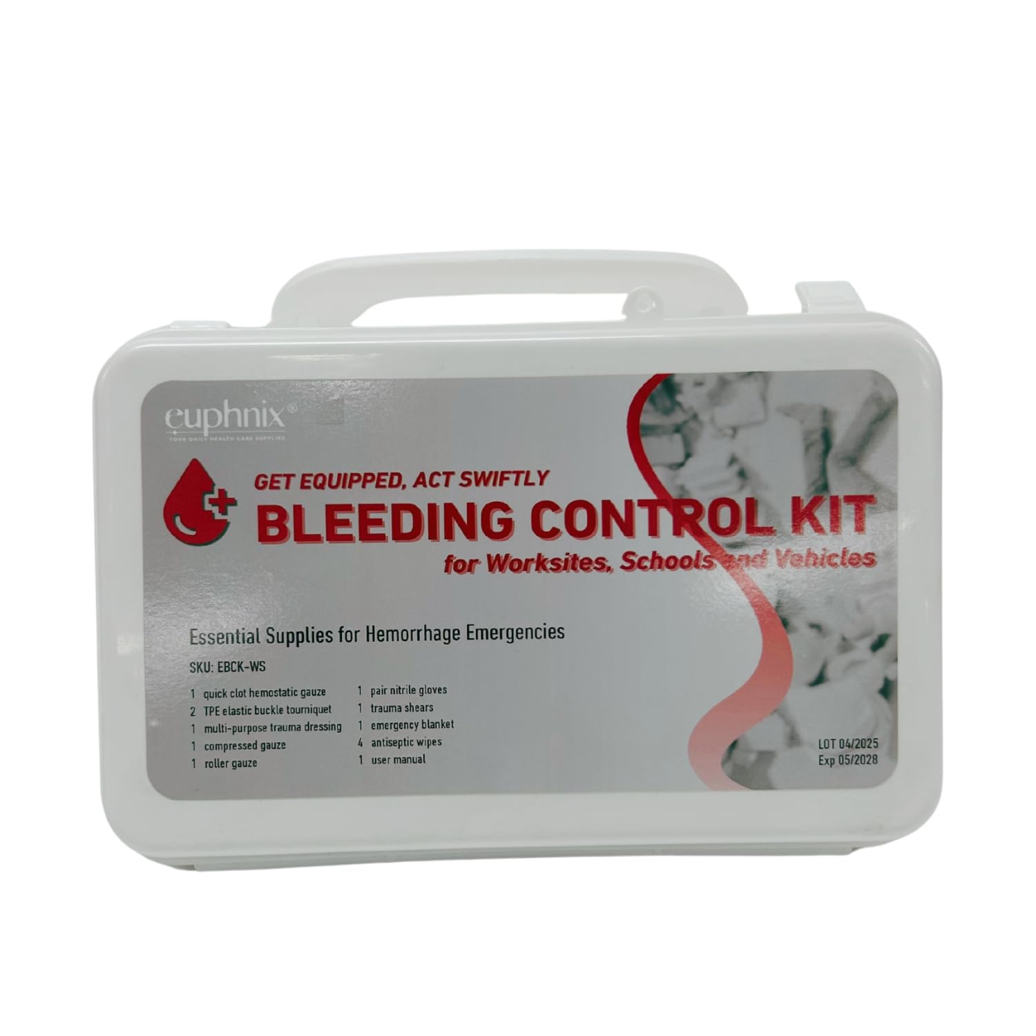 Kit de control de sangrado montable, suministros esenciales para hemorragias de emergencia para lugares de trabajo, escuelas y vehículos, 12 piezas