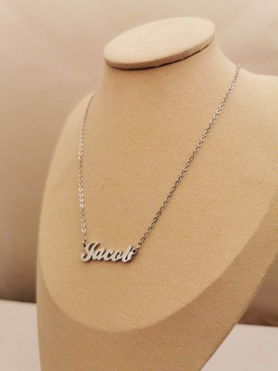 Dancing Wolf Silver Jacob Name Necklace Initial Charm Nameplate Necklaces for Womens Birthday Friendship Jewelry Stainless Steel - Image 4