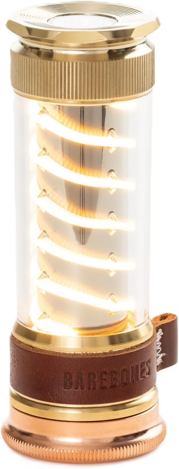 Barebones Edison Light Stick – Brass, USB Rechargeable LED Lantern and Flashlight with 7 Modes, 40+ Hour Run Time, Camping Essentials with Magnetic Base