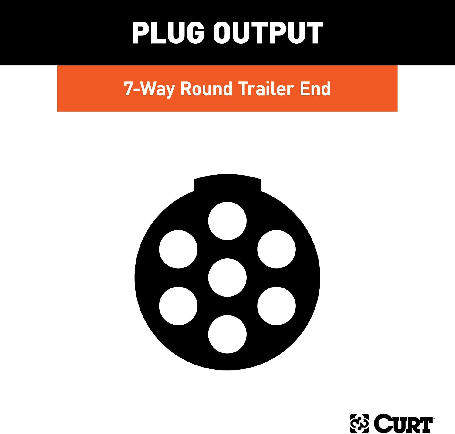 CURT 58180 Trailer-Side 7-Pin Round Wiring Harness Socket with Spring