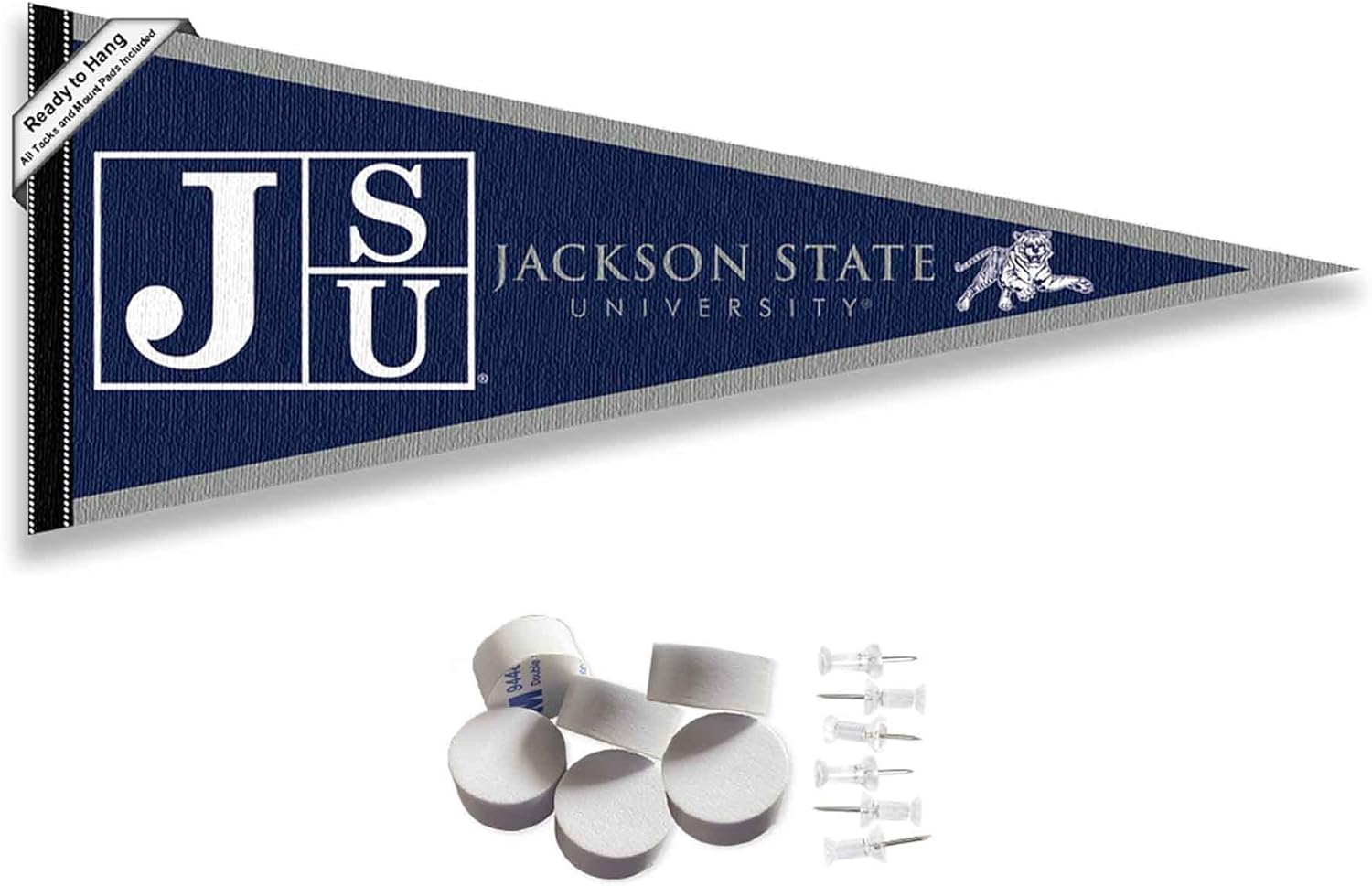 College Flags & Banners Co. Jackson State Tigers Pennant Flag and Wall Tack Mount Pads