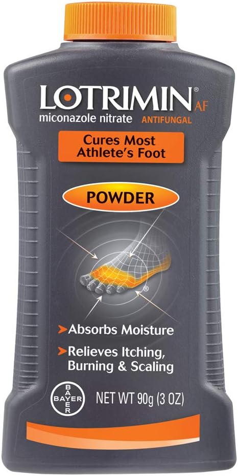 Lotrimin AF Athlete's Foot Antifungal Powder, Miconazole Nitrate 2% Treatment, Clinically Proven Effective Antifungal Treatment of Most AF, Jock Itch and Ringworm, 3 Ounces (90 Grams) Bottle : Health & Household