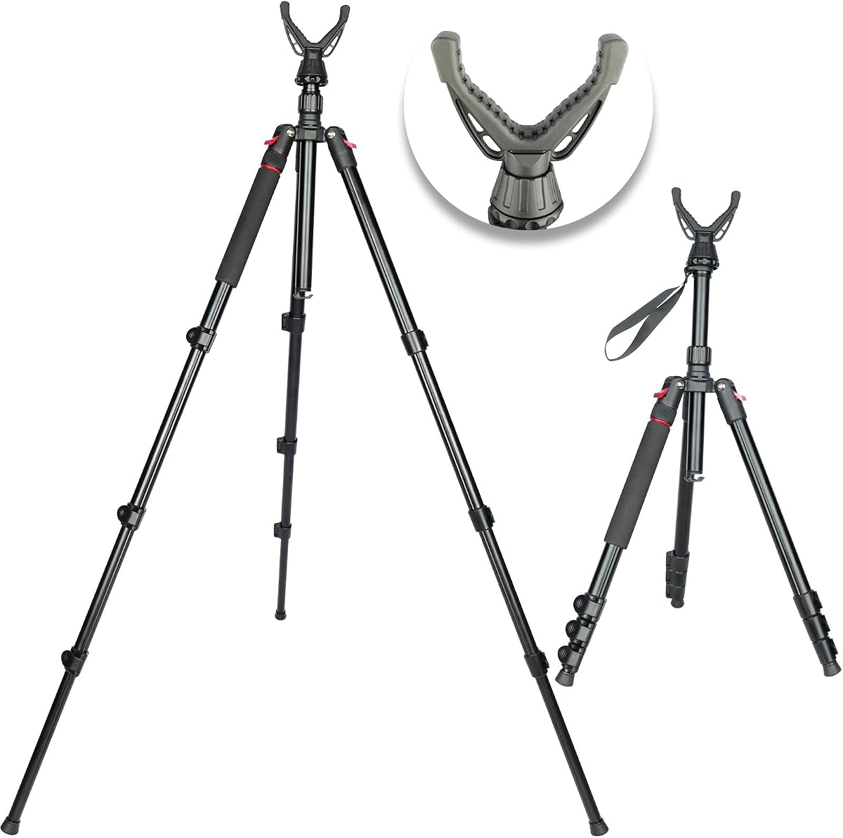 Trípode de Disparo Ajustable para Rifles Bastón de Disparo Bloqueo Nivel 3 en 1 Trípode Monopod, 22.8"-61" de Altura, Aleación de Aluminio Ligera con Bolsa de Transporte, Descanso de Rifle Estable para Caza y Al Aire Libre