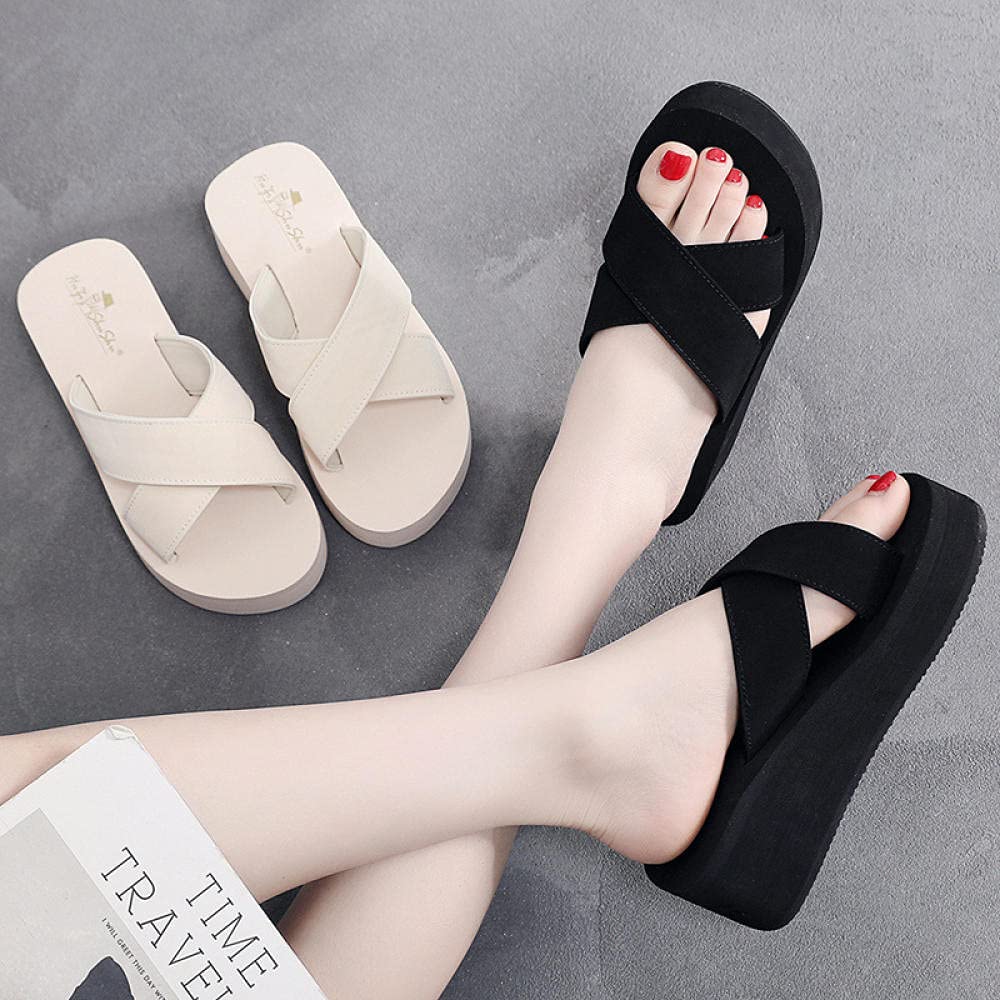 Zapatillas Casa Chanclas Sandalias Cinturón De Moda Gradiente Agradable Casa De Vacaciones Chanclas De Fondo Grueso Sandalias Zapatos