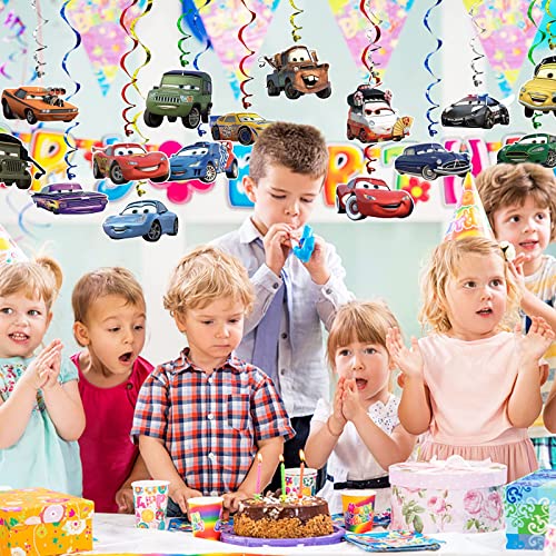 Funnnny Cute Race Car Party Supplies Decorations 30 Pack Foil Ceiling Hanging Swirls Streams Party Banner Decor For Kids Adults Fashion Car Theme Cartoon Birthday Celebrating Party Events #TOP2