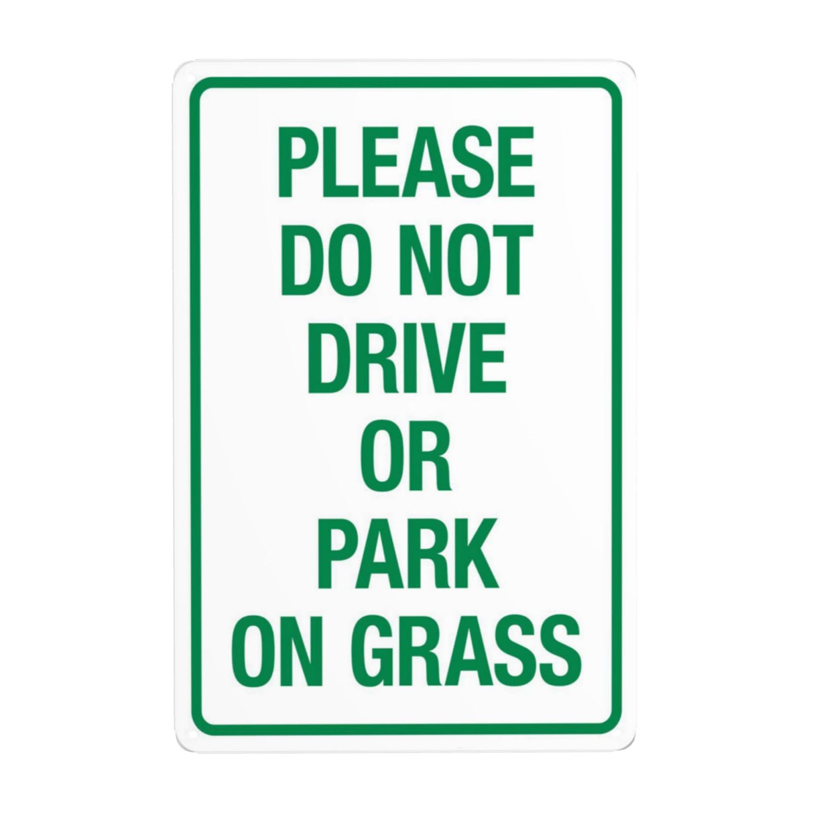 SMAZDFXX Please DoDrive Or Park On Grass In Green Metal Warning Signs, Cautions Security Tin Sign, Safety Posted Signs for Street Business Wall Decor 8"x12"
