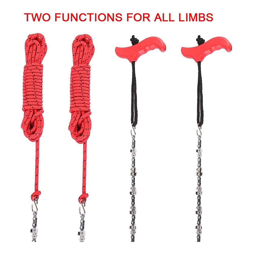 Scie à à main avec deux cordes, lames tranchantes des deux côtés, scie à chaîne de poche pliable, pour le camping