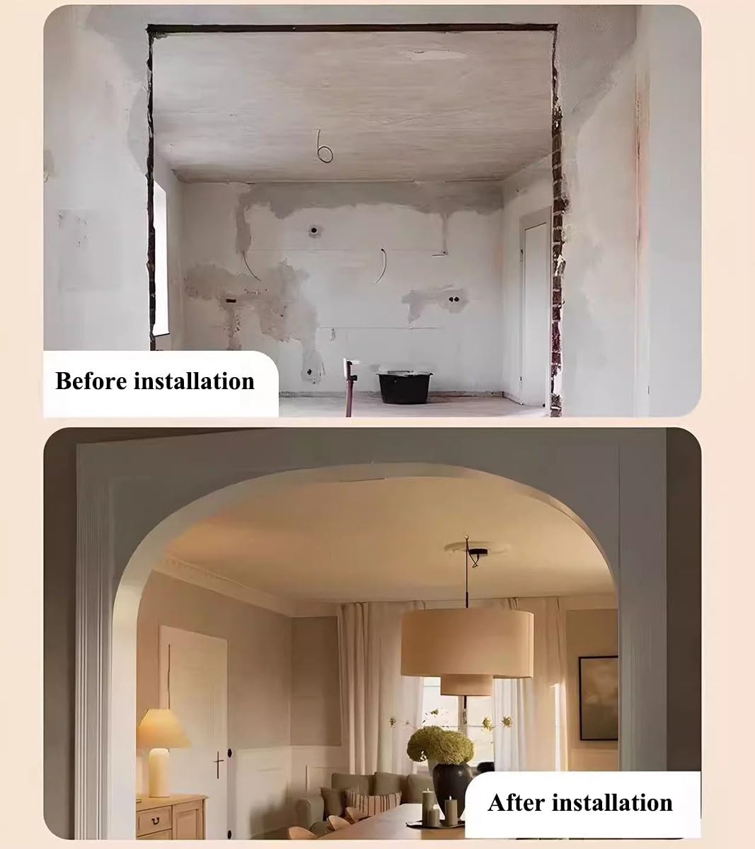 Zaokrąglony łuk drzwiowy, 2 szt. piankowe listwy łukowe do drzwi, półokrągłe do drzwi wewnętrznych, DIY, konfigurowalne