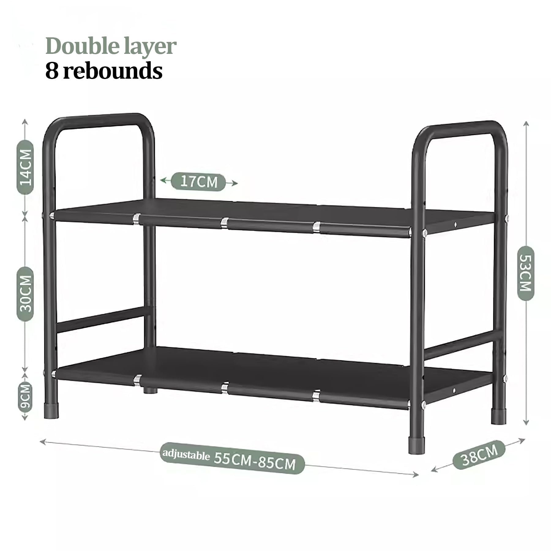 Organiseur extensible à 2 étages en métal sous évier pour rangement d'armoire de cuisine