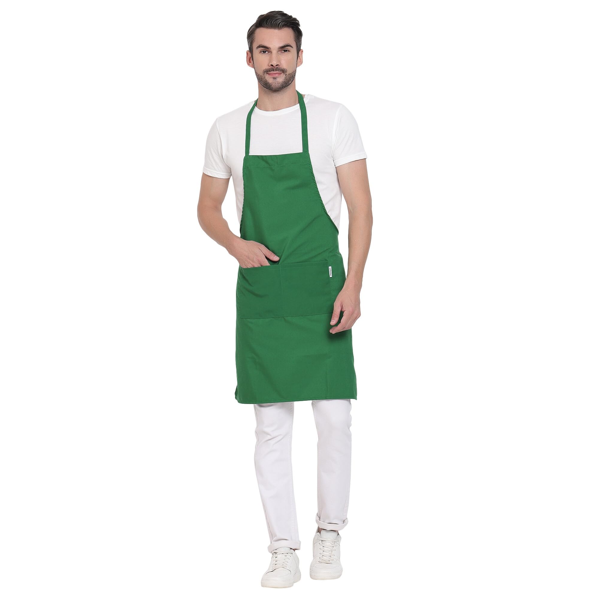 uniformer Paquete de 12 delantales unisex para cocina para hombres y mujeres, perfectos para la cocina del hogar, restaurante, cafetería, cocina, bar, salón, barbería (verde, 12 piezas)