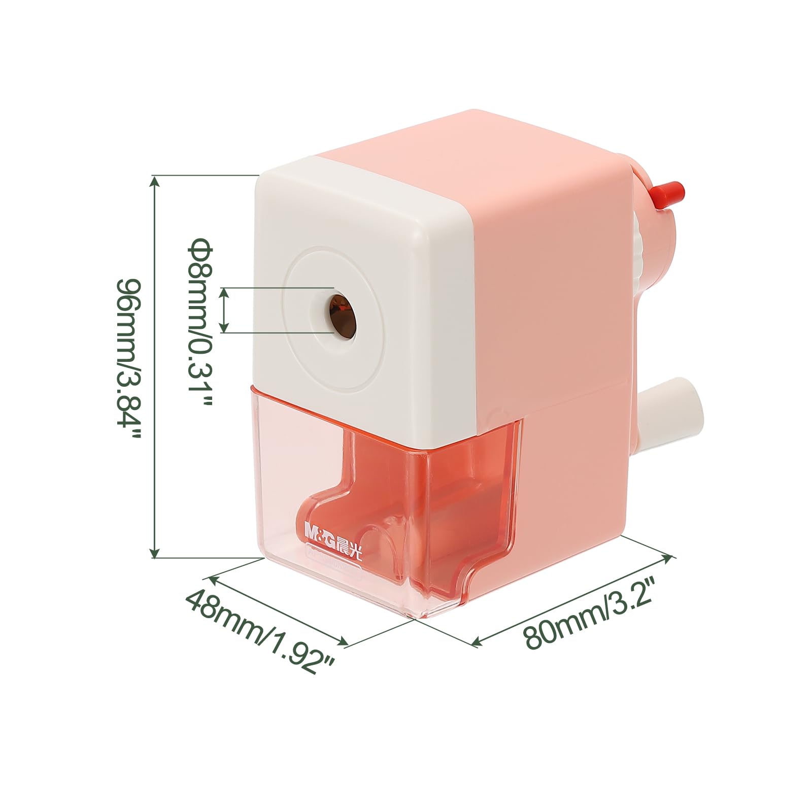 M&G Manual Pencil Sharpener, Hand Crank Pencils Sharpener Five-Position Pen Tip Office Supplies for Classroom Office Pink - Image 2