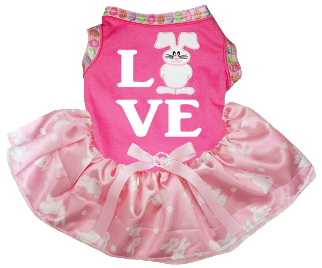 Robe pour chien Love Bunny aux finitions haute couture et tulle rose