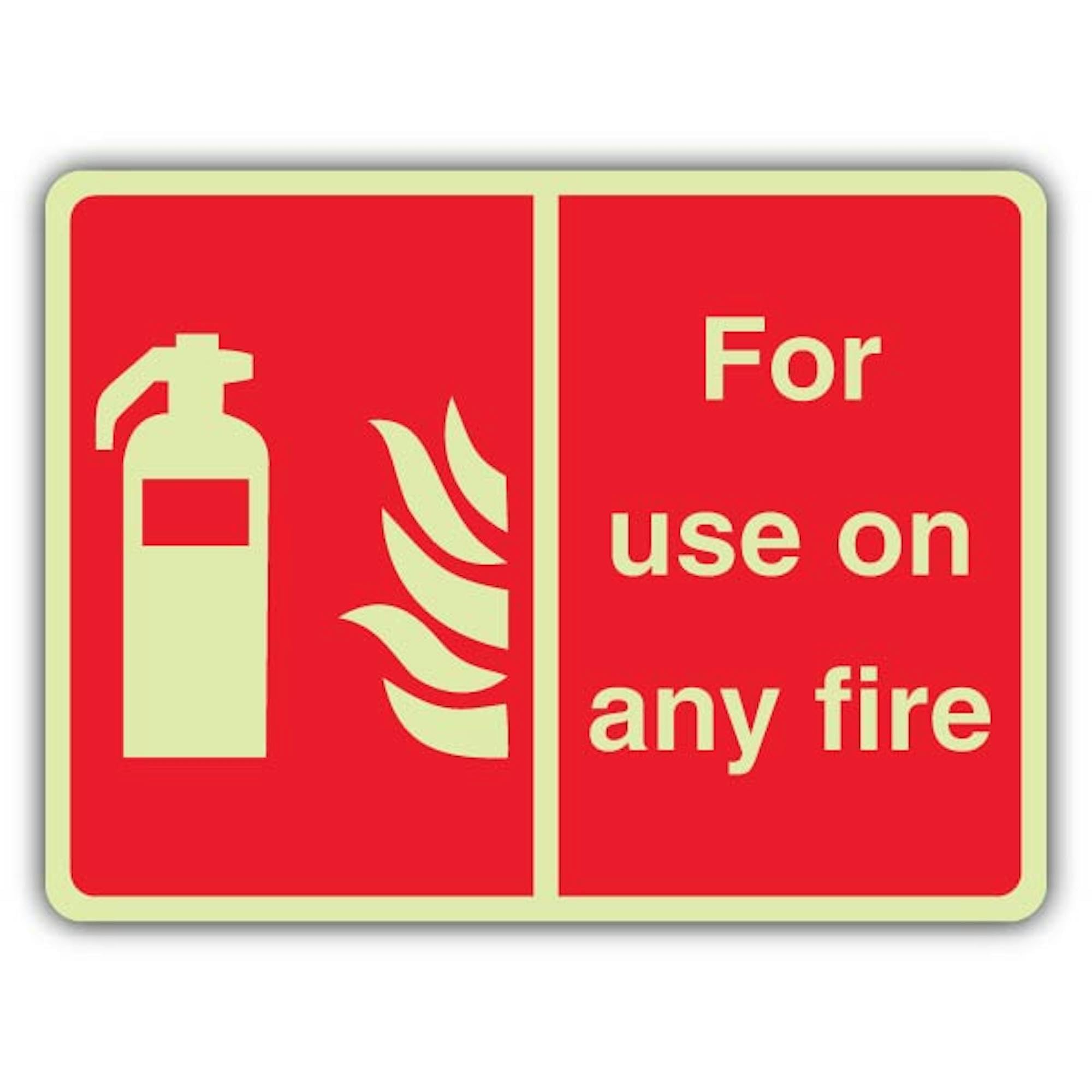 V Safety - Señal de seguridad que brilla en la oscuridad para uso en cualquier fuego, formato horizontal, 400 x 300 mm, hecho de plástico rígido de triple brillo, señalización de seguridad contra