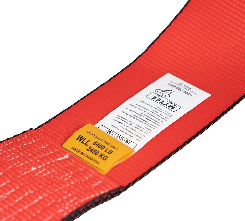 Mytee Products Cinghie per verricello da 10,2 cm x 7,6 m, rosso, resistenti, con gancio piatto, peso 2,4 kg, controllo del carico da 10,2 cm per rimorchi a pianale camion (10 pezzi)