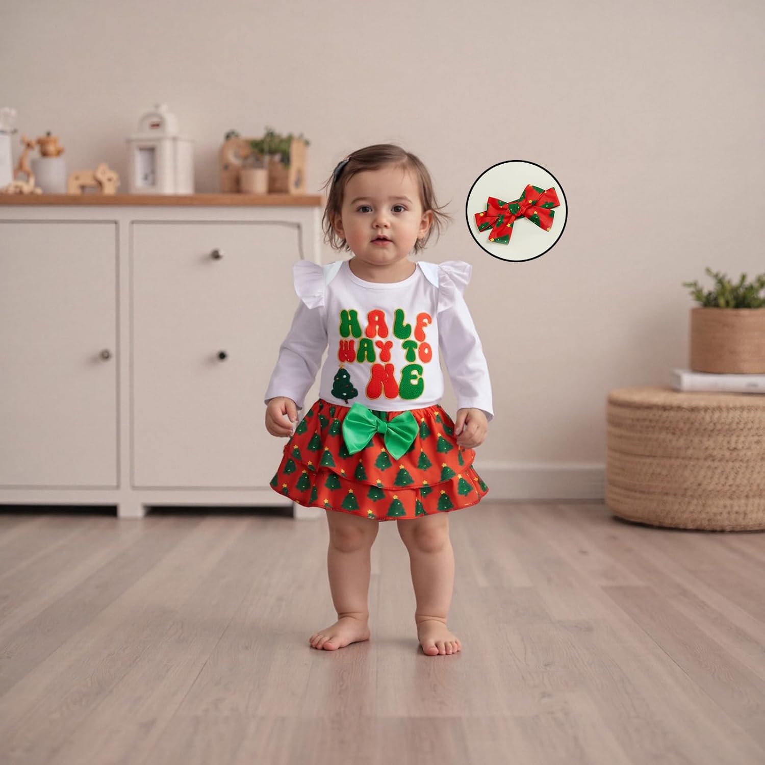 Emmababy Gingerbread Man Outfit Baby Newborn Christmas Outfit Girl Infant Romper Ruffle Shorts Bloomers Fall Winter Clothes - Image 3