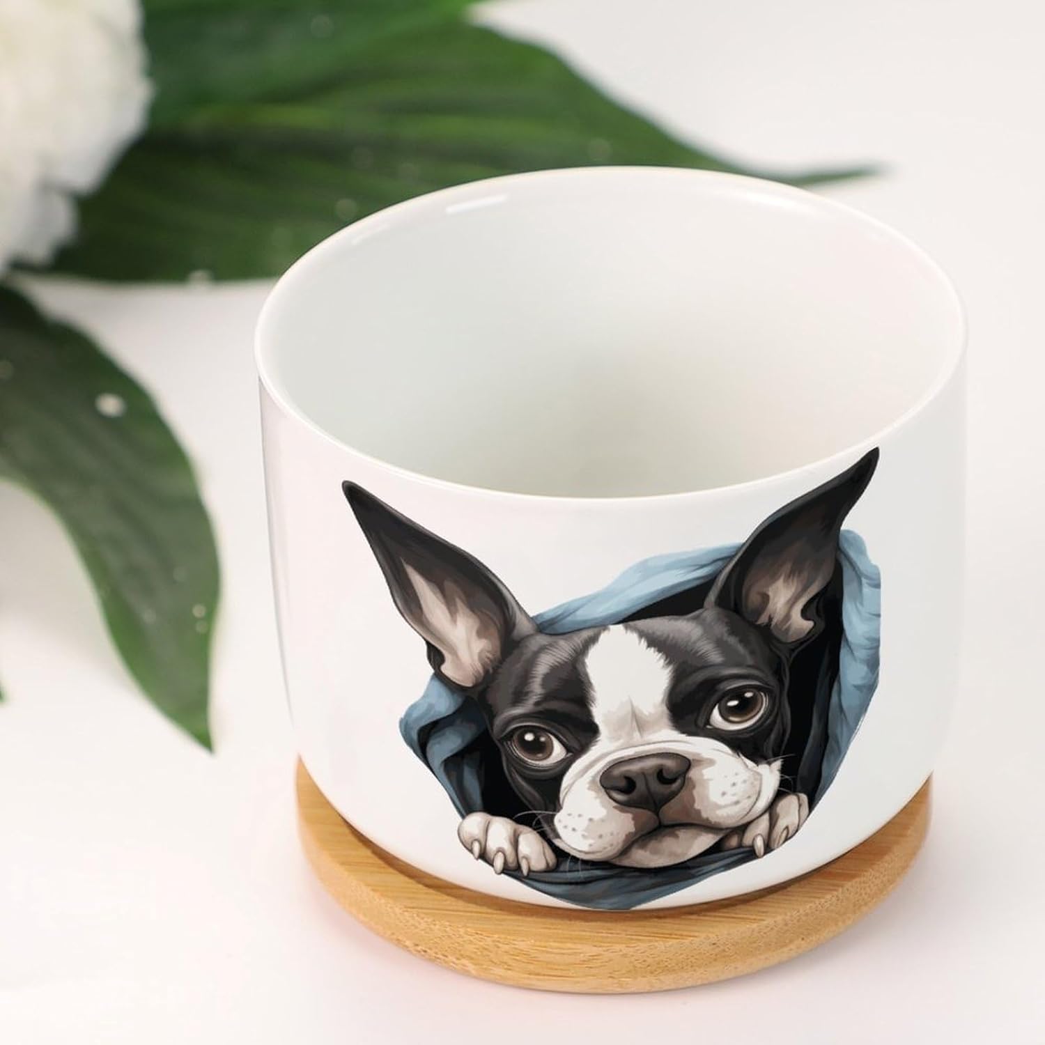 3 Pack Plant Pot Boston Terrier Small Pots for Succulents Boston Terrier Cute Funny Peeking Dog Puppy Cactus Pot for Indoor Dog Owner Gift Plant Pot with Drainage
