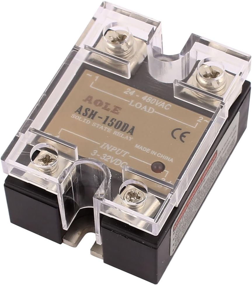 uxcell ASH-150DA 3-32VDC to 24-480VAC 150A Single Phase Solid State Relay DC to AC Relay