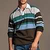 Polo de manga larga con bloques de color para hombre, talla grande 3