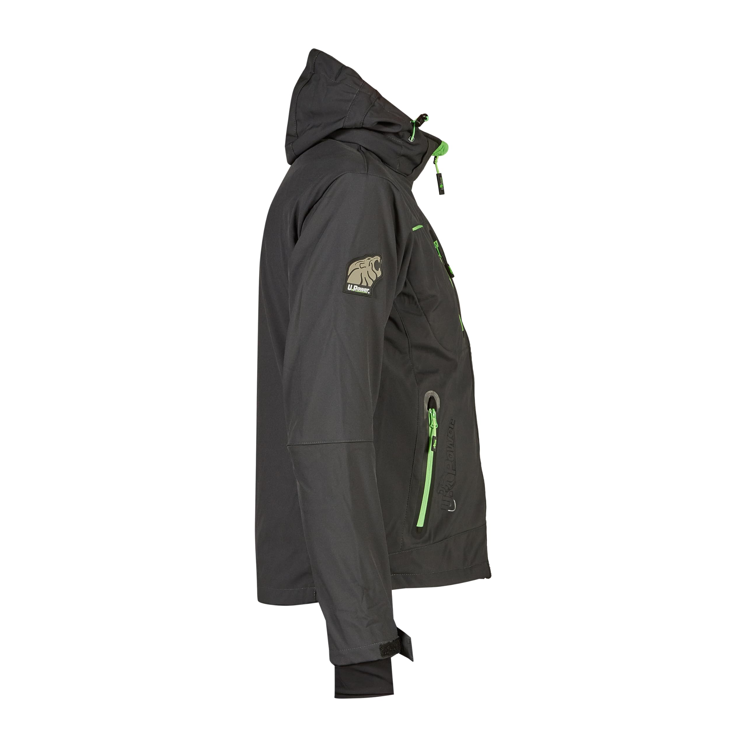 U-Power SPACE, Giacca Softshell, con Cappuccio Staccabile, Tasche Ampie, Full Zip, Antivento, Impermeabile, Tessuto Resistente, Confortevole