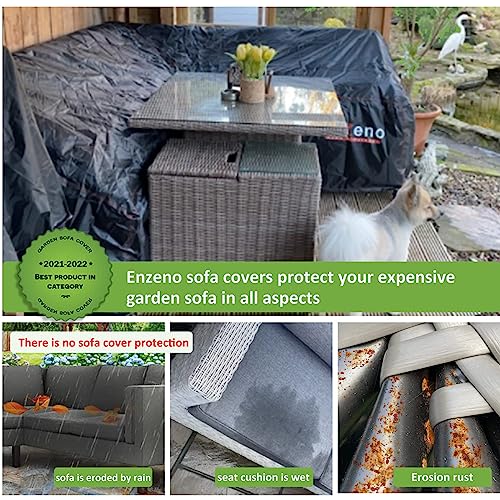 Enzeno l shaped garden sofa covers waterproof,420D Oxford Fabric outdoor sofa cover, Rattan Corner Furniture Cover with Waterproof Tape (140x210x75cm) Right Side Long - Image 6